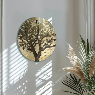 Wanduhr glas rund Baum
