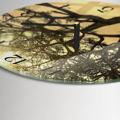 Wanduhr glas rund Baum