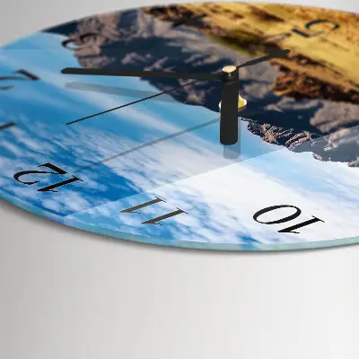Glas wanduhr mit motiv rund Gebirge