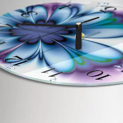 Runde wanduhr aus glas Blume