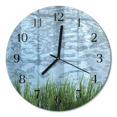Wanduhr glas rund Graswasser