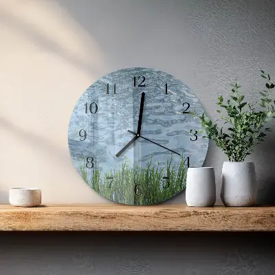 Wanduhr glas rund Graswasser