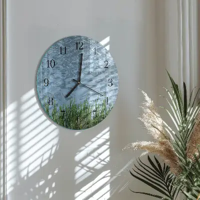 Wanduhr glas rund Graswasser