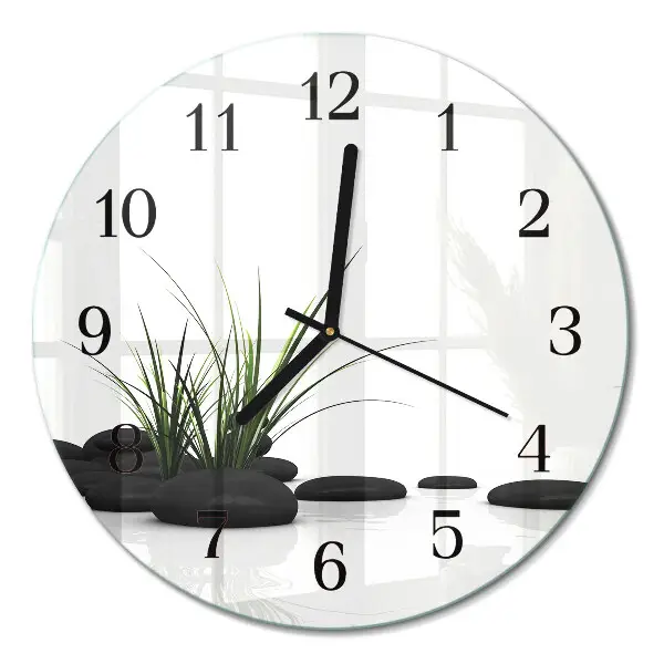 Glas wanduhr mit motiv rund Steine