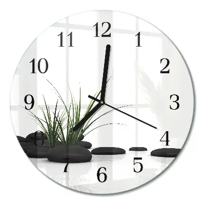 Glas wanduhr mit motiv rund Steine