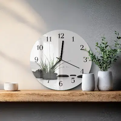 Glas wanduhr mit motiv rund Steine