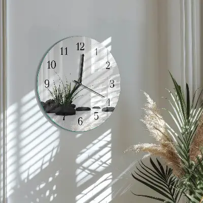 Glas wanduhr mit motiv rund Steine
