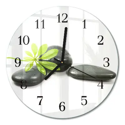 Wanduhr glas rund Steine