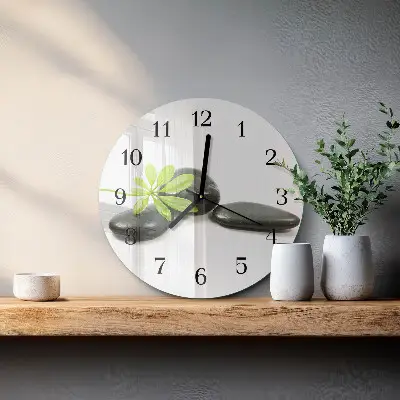 Wanduhr glas rund Steine