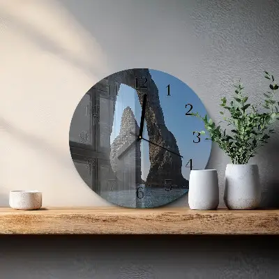 Runde wanduhr aus glas Stein