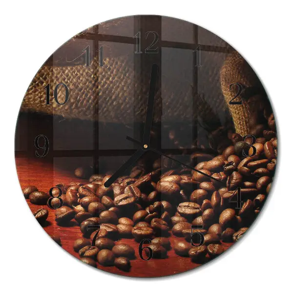Wanduhr glas rund Kaffeebohnen