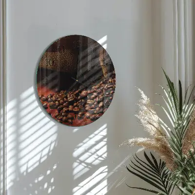 Wanduhr glas rund Kaffeebohnen