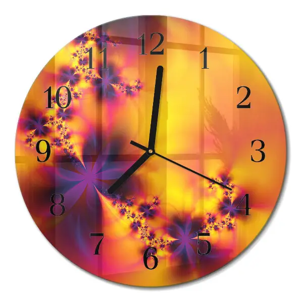 Wanduhr glas rund Blumen