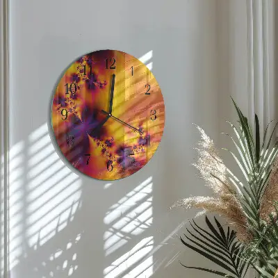 Wanduhr glas rund Blumen