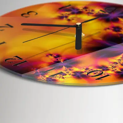 Wanduhr glas rund Blumen