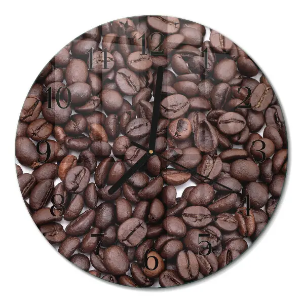 Wanduhr glas rund Kaffeebohnen