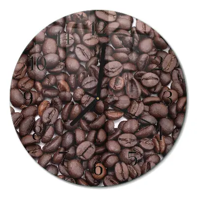 Wanduhr glas rund Kaffeebohnen