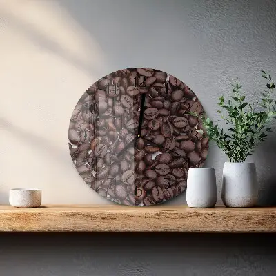 Wanduhr glas rund Kaffeebohnen