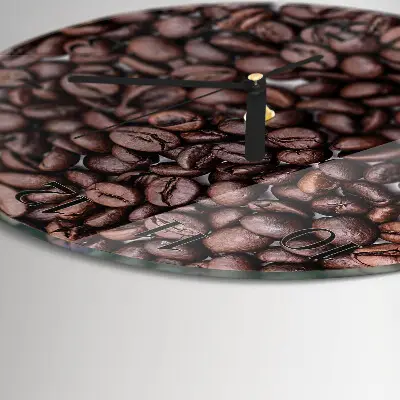 Wanduhr glas rund Kaffeebohnen
