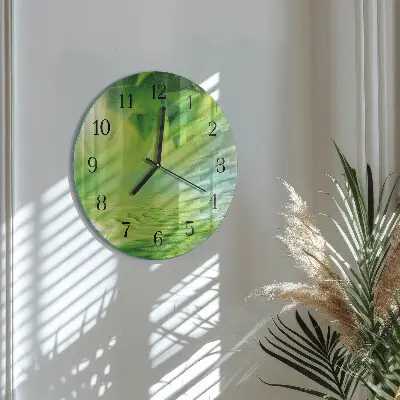 Glas wanduhr mit motiv rund Blätter