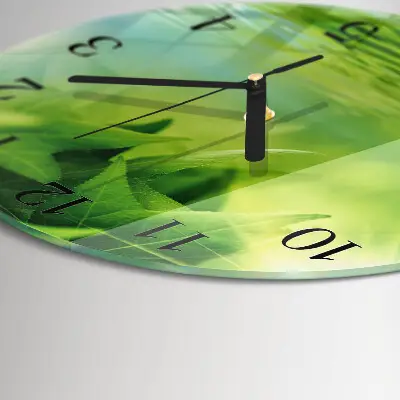 Glas wanduhr mit motiv rund Blätter