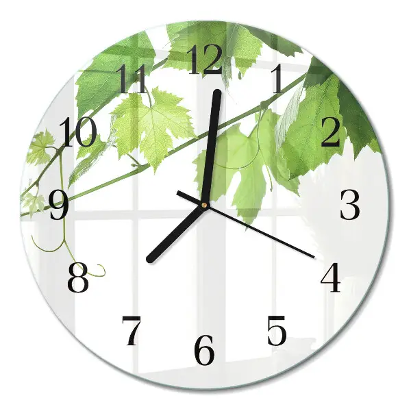 Glas wanduhr mit motiv rund Blätter
