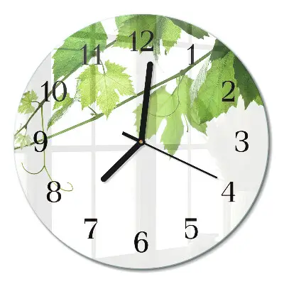 Glas wanduhr mit motiv rund Blätter