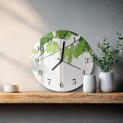 Glas wanduhr mit motiv rund Blätter