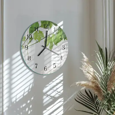 Glas wanduhr mit motiv rund Blätter
