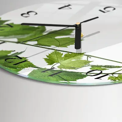 Glas wanduhr mit motiv rund Blätter