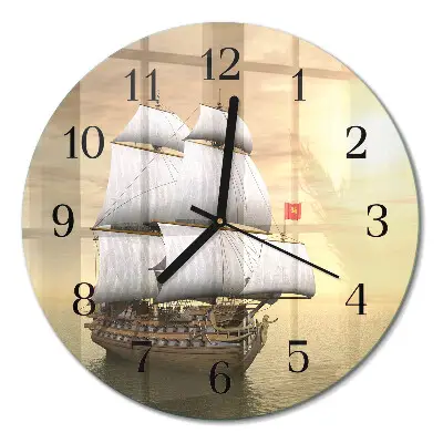 Glas wanduhr mit motiv rund Schiff