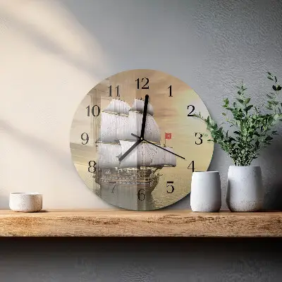 Glas wanduhr mit motiv rund Schiff