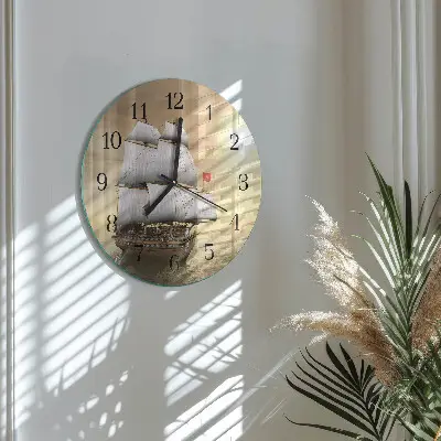 Glas wanduhr mit motiv rund Schiff
