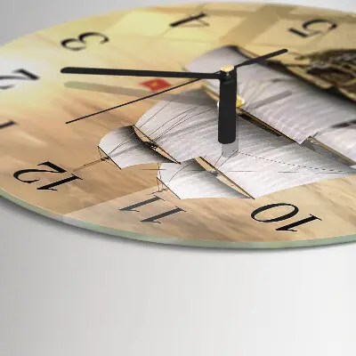 Glas wanduhr mit motiv rund Schiff