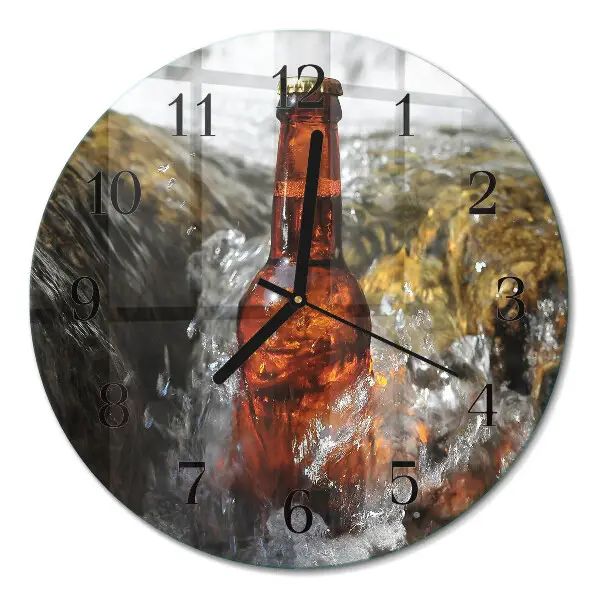 Wanduhr glas rund Bier