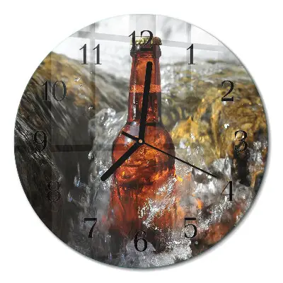 Wanduhr glas rund Bier