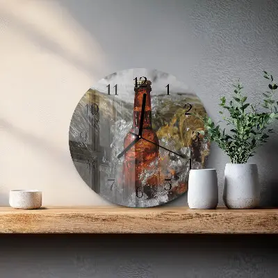 Wanduhr glas rund Bier