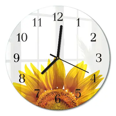 Wanduhr glas rund Blume