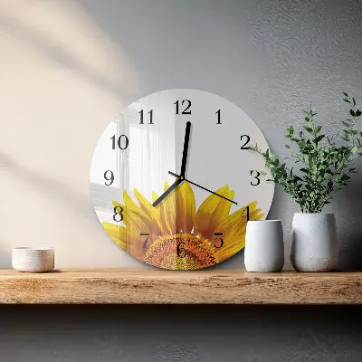Wanduhr glas rund Blume