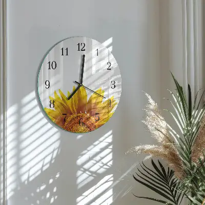 Wanduhr glas rund Blume