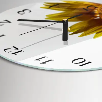 Wanduhr glas rund Blume