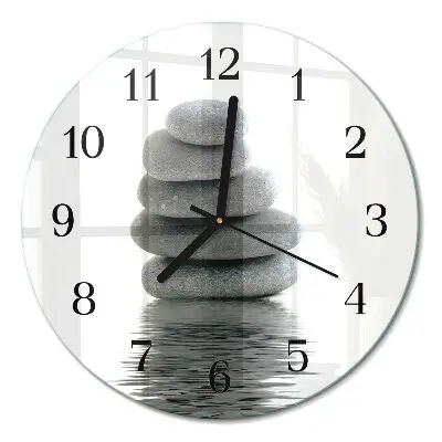 Runde wanduhr aus glas Steine