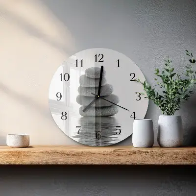 Runde wanduhr aus glas Steine
