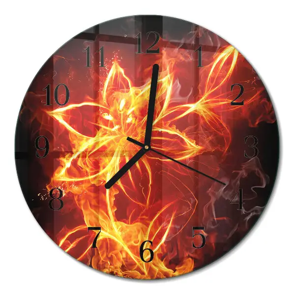 Glas wanduhr mit motiv rund Feuerblume