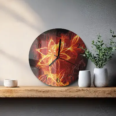 Glas wanduhr mit motiv rund Feuerblume