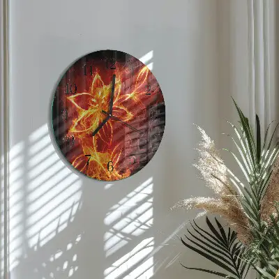 Glas wanduhr mit motiv rund Feuerblume