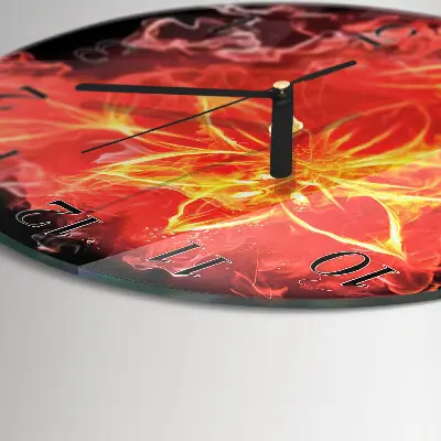 Glas wanduhr mit motiv rund Feuerblume