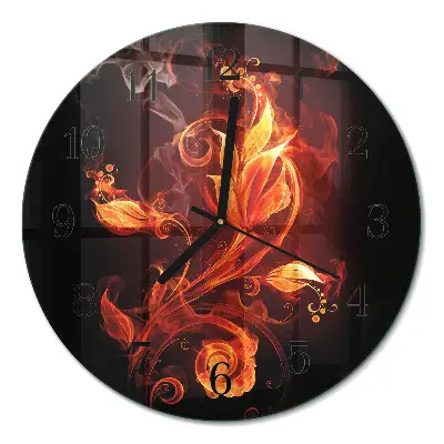 Wanduhr glas rund Feuerblume