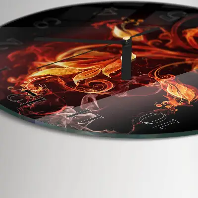Wanduhr glas rund Feuerblume
