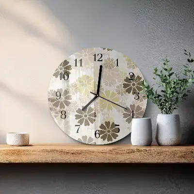 Runde wanduhr aus glas Floristische Kunst